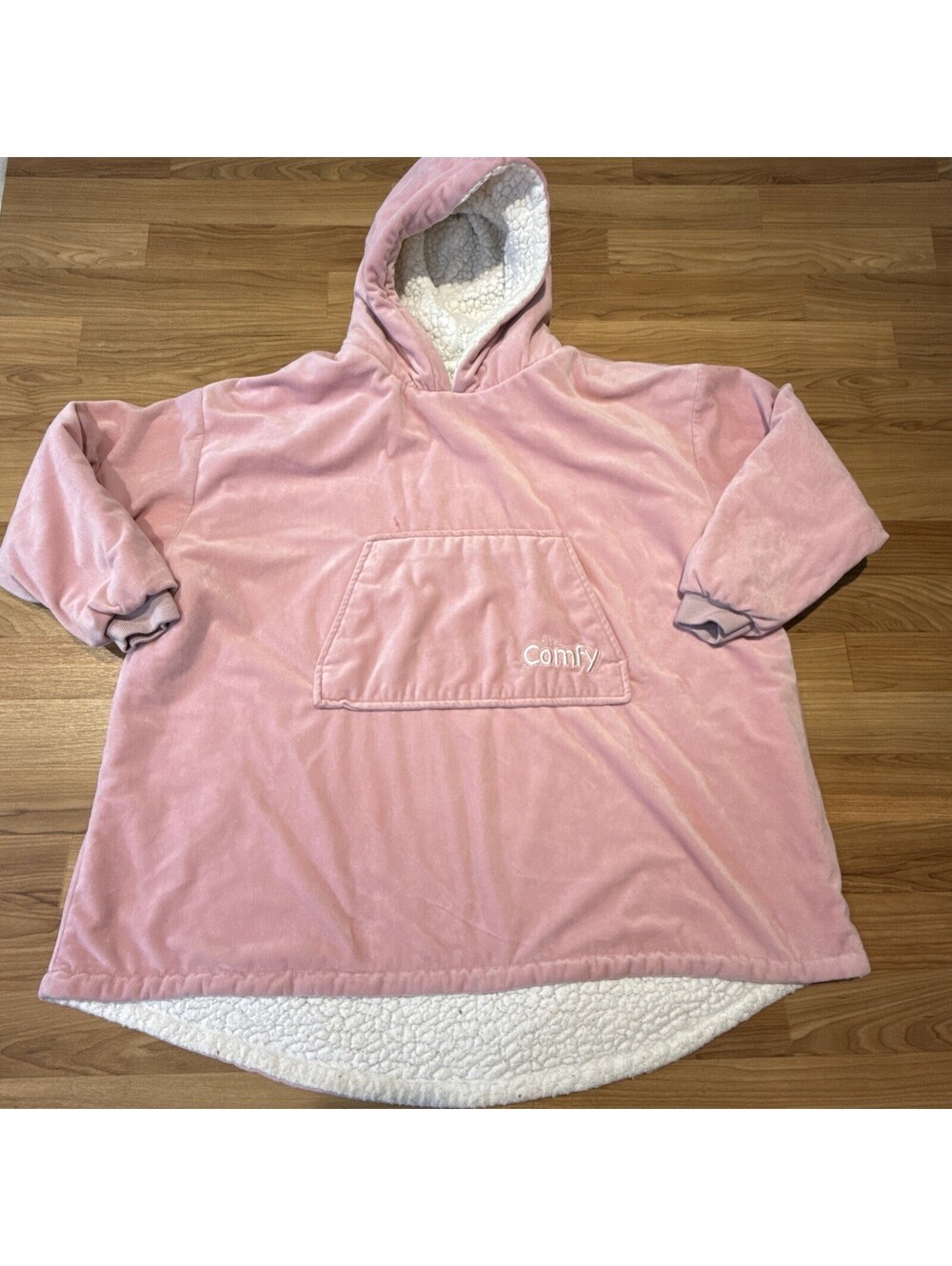 The Comfy Wearable Blanket Oversized Hoodie Pink Sherpa Lined One Size